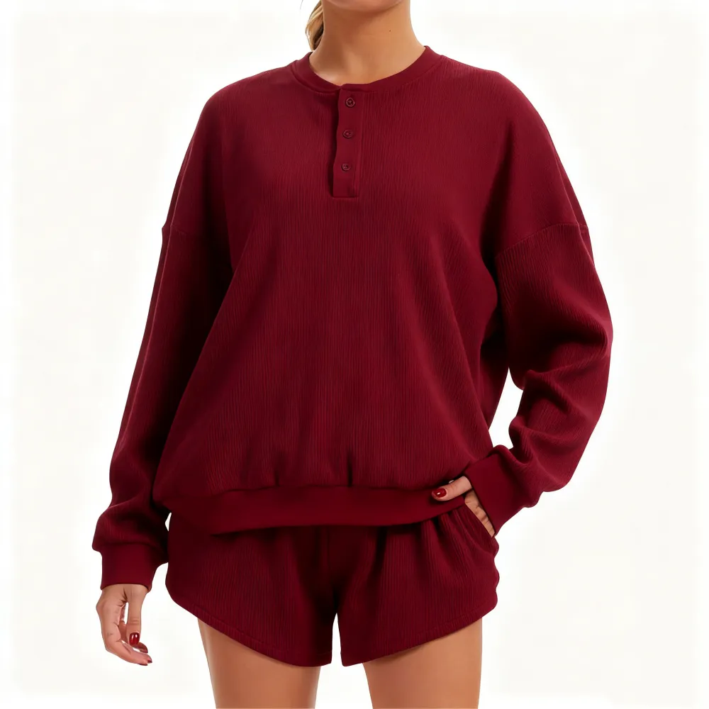 Women's Oversized Waffle Knit Lounge Set