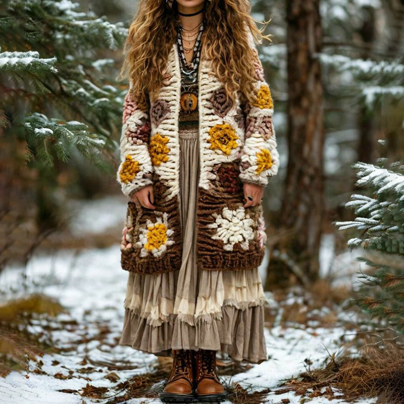 Women's Floral Pattern Print Cardigan 0ab2