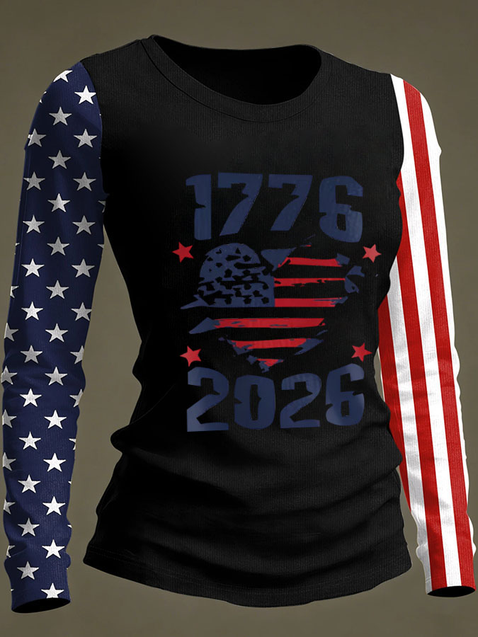 Women'S Independence Day 250Th Anniversary Printed Long Sleeve T-Shirt