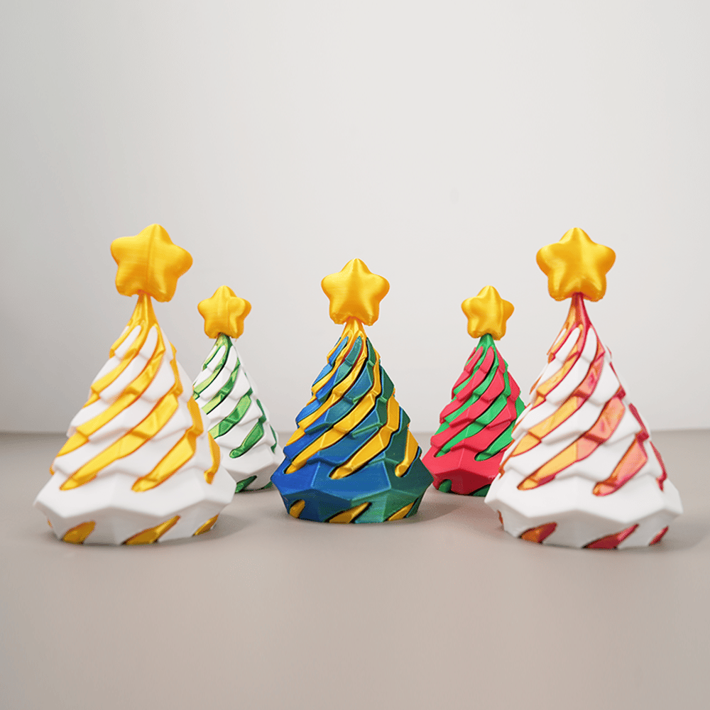 🎄 3D Printed Multicolor Christmas Tree Spiral Stacking Toy