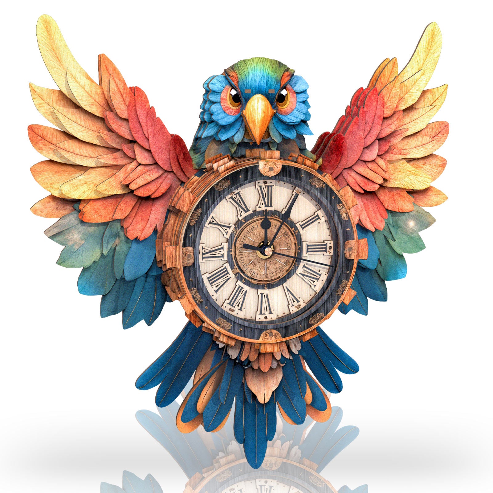 Parrot â€“ DIY Wooden Clock, 3D Puzzle Craft Kit