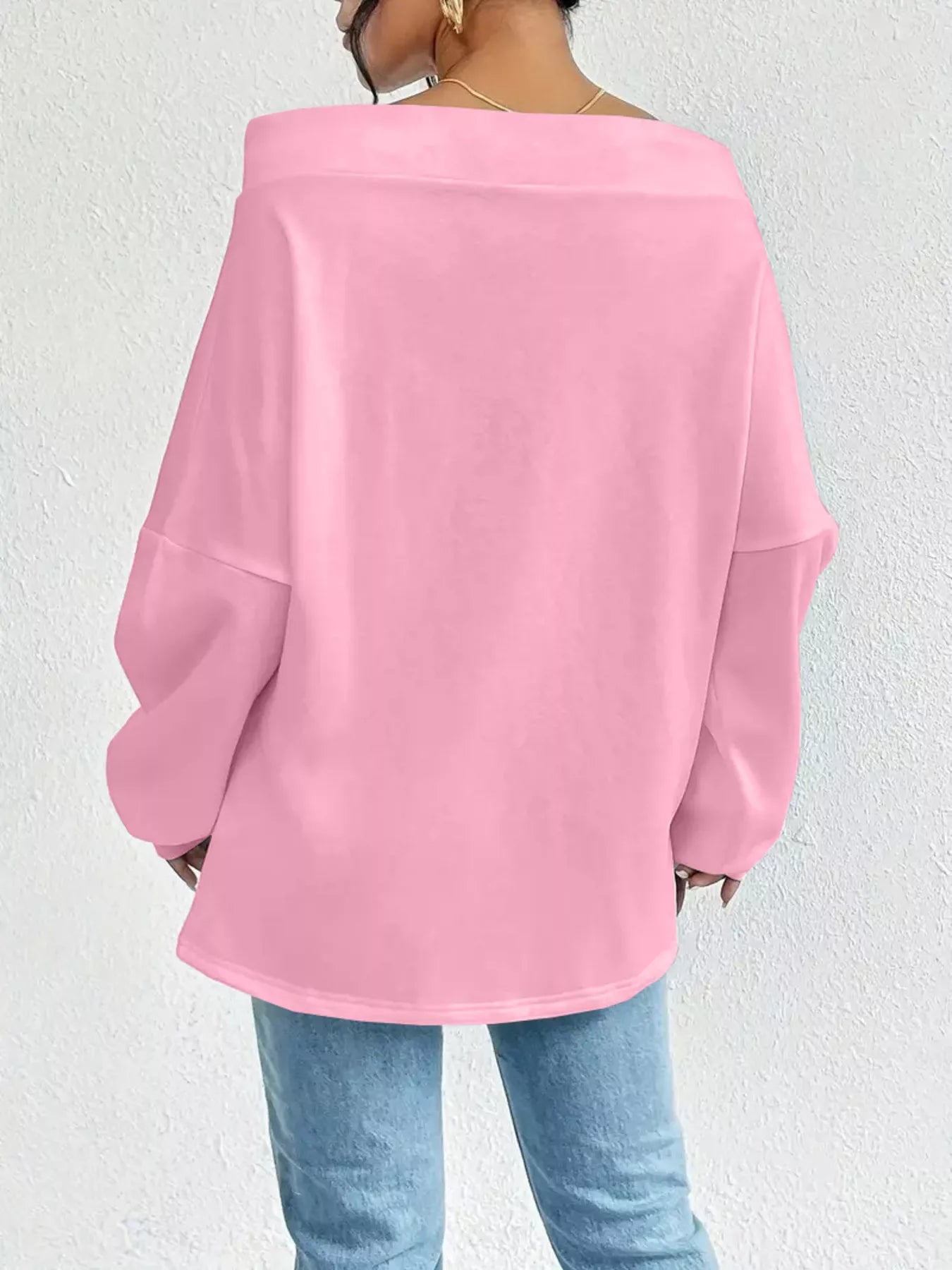 Full Size Off-Shoulder Drawstring Long Sleeve Top Plus Size