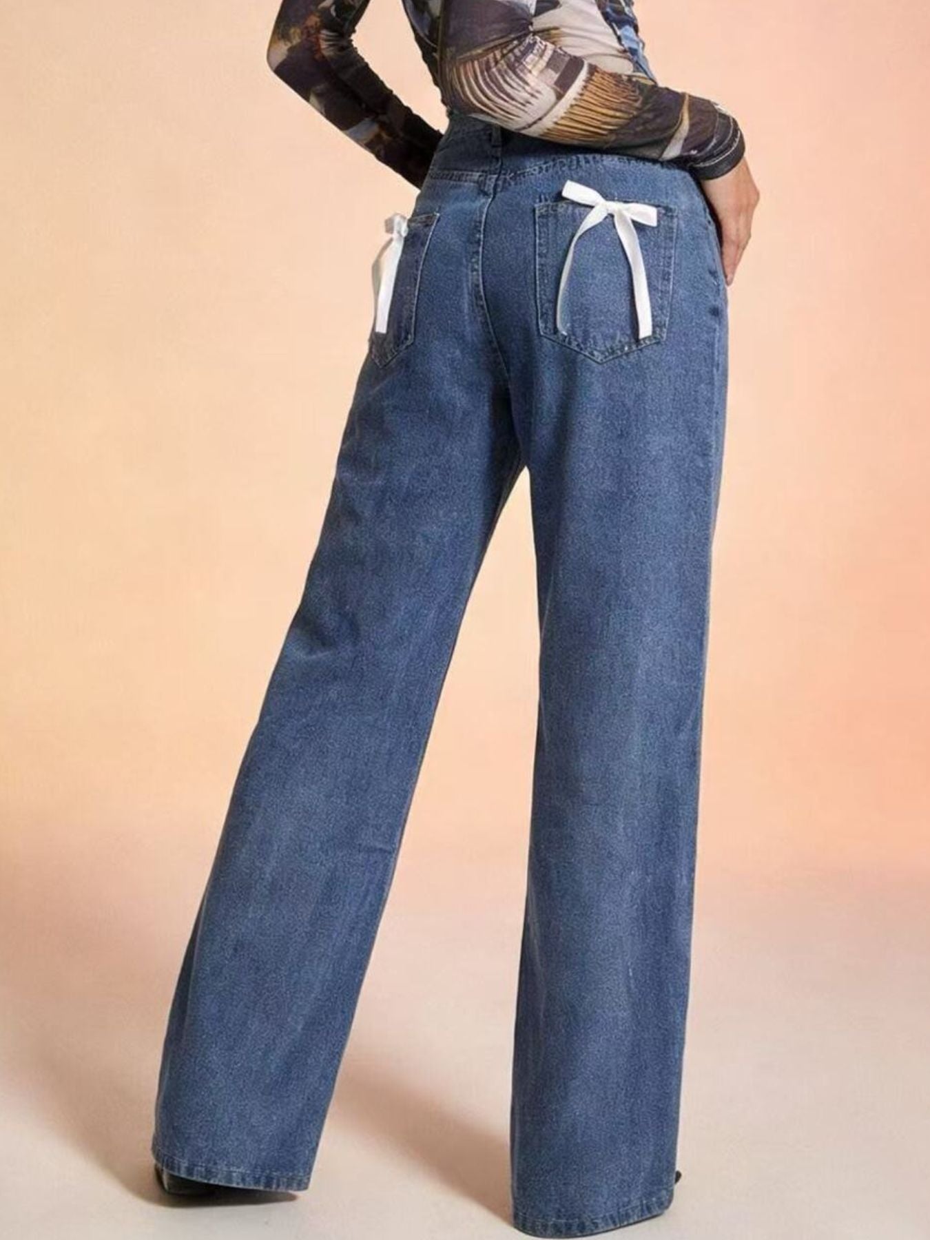 Bow Back Wide Leg Jeans