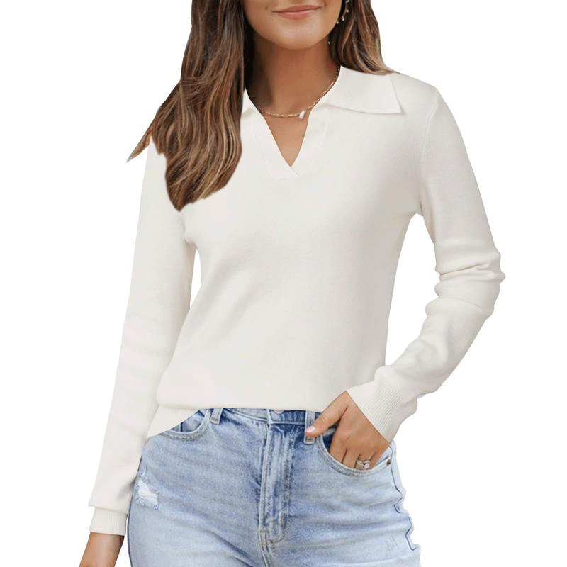 Women's Cozy Wool-Blend Collar Knit Top