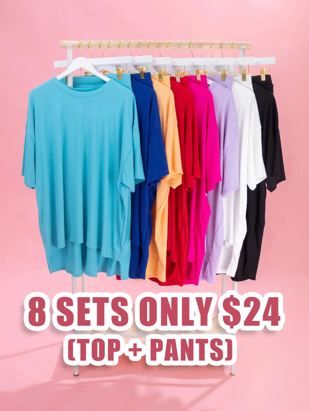 🩷Rib Oversized Top & Biker Short Lounge Set