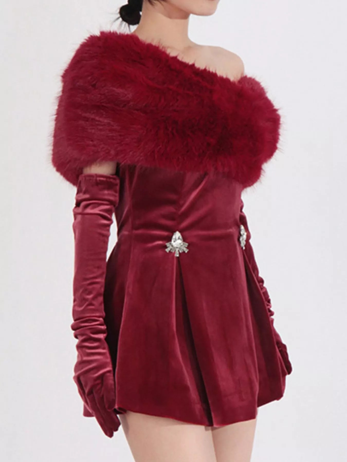 Fuzzy Off Shoulder Mini Dress