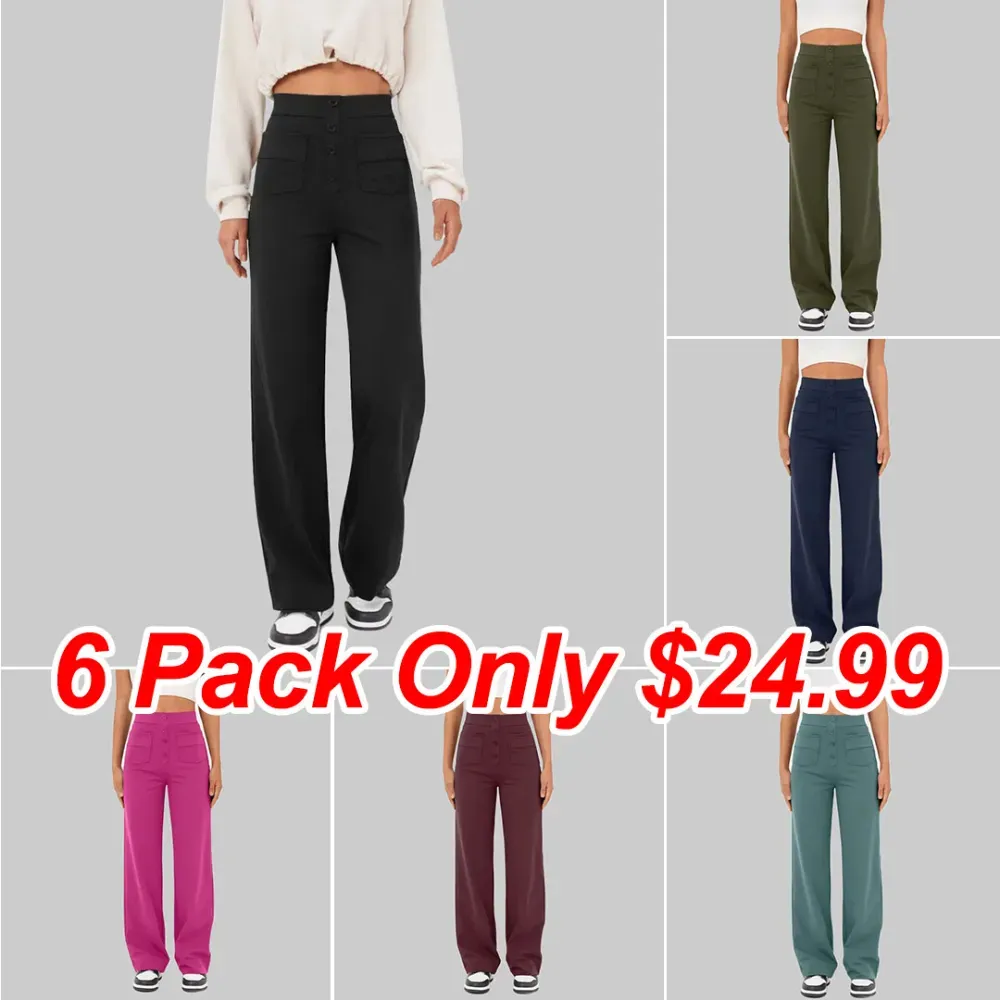 🔥Last Day 49% OFF🔥High Waisted Button Multiple Pockets Straight Leg Casual Pants