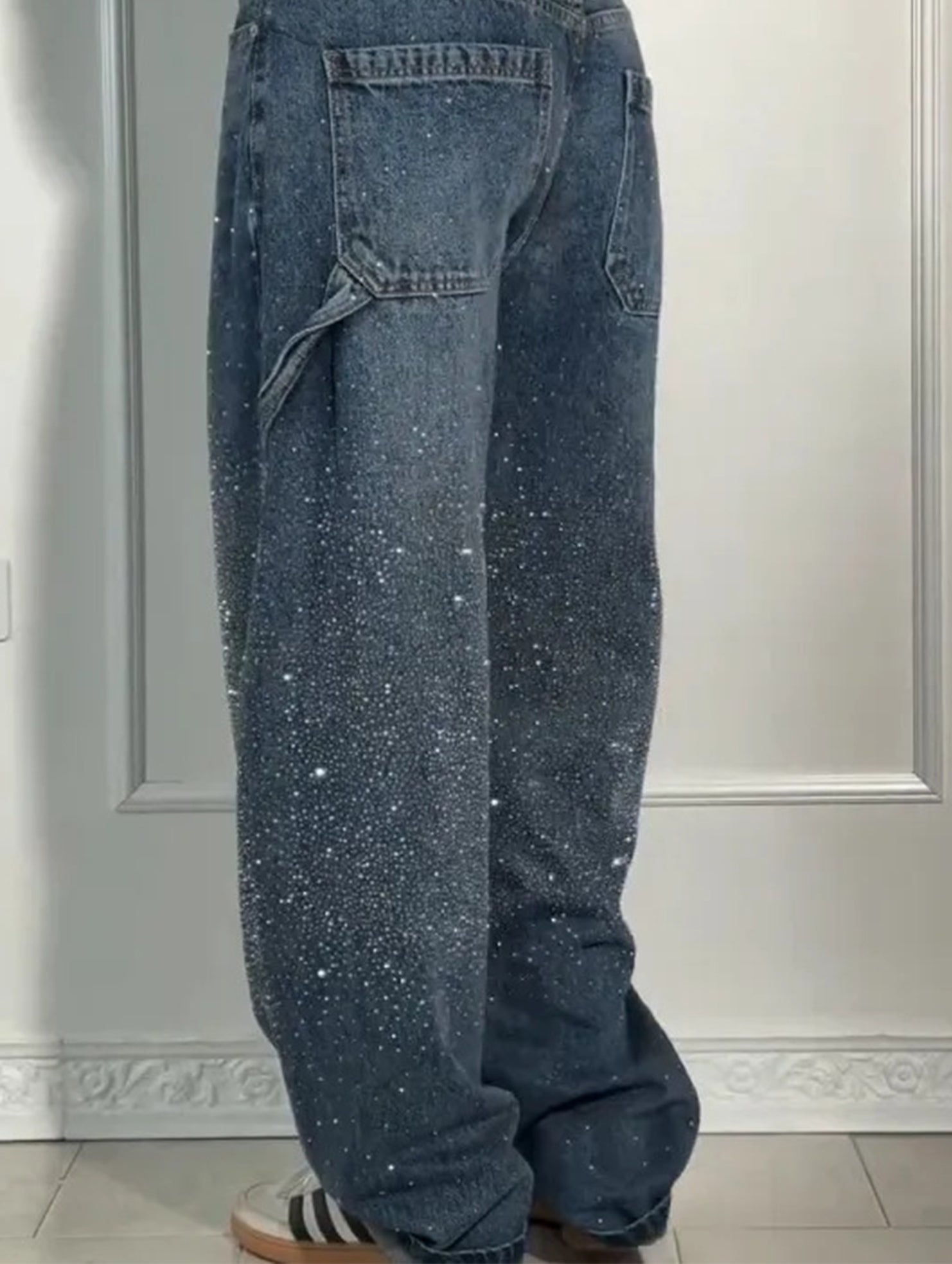 Fashionable rhinestone jeans