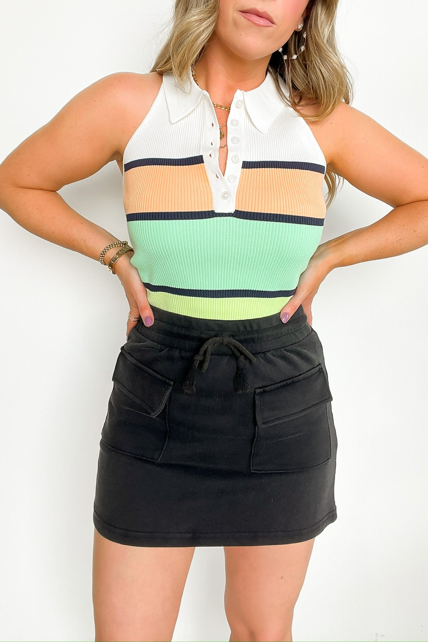 Washed French Terry Cargo Skirt