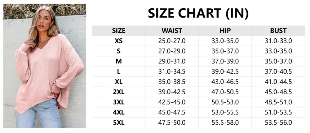 Casual Blouses V Neck Waffle Knit Tops