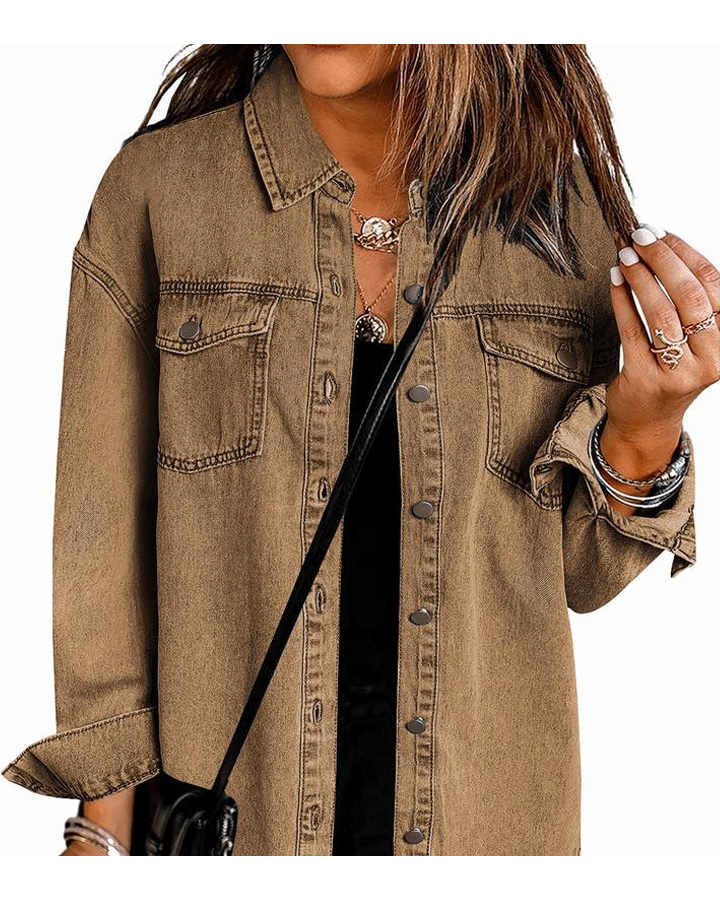 Jean Jackets for Women Ripped Fringe Denim Jean Jacket