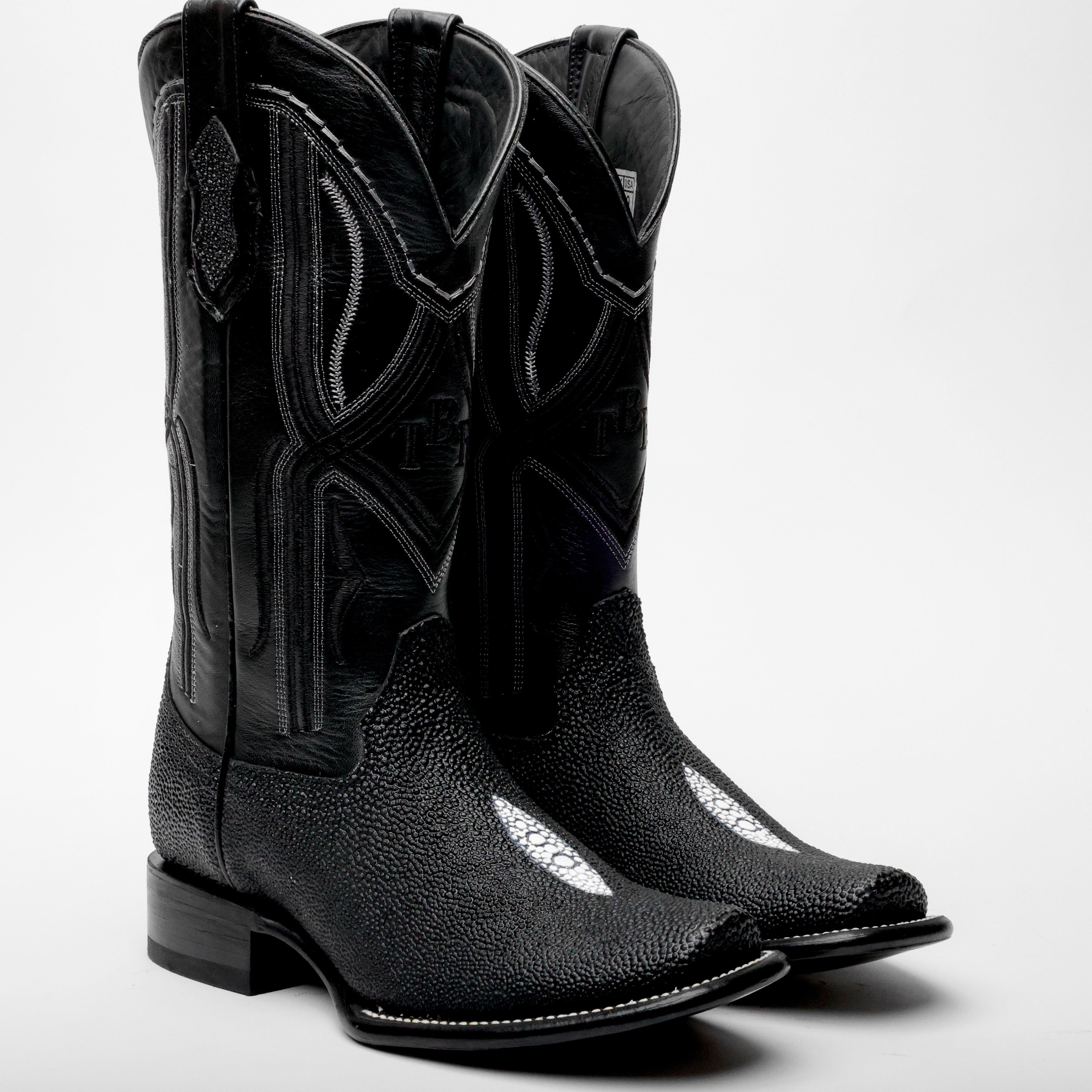 Black Stingray Leather Boots - Cutter Toe