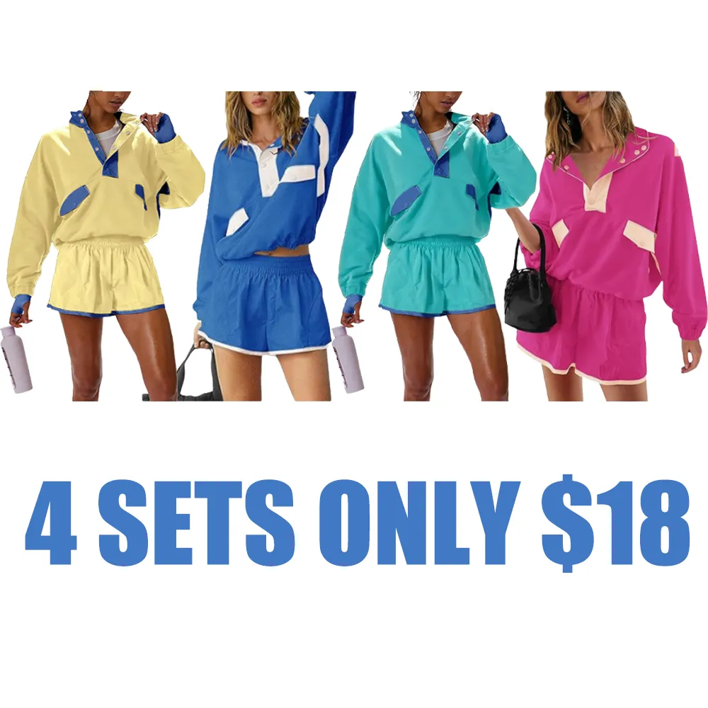 Women's Two Piece Short Sets Summer Lounge Sweatsuits(Just $3 a set!)