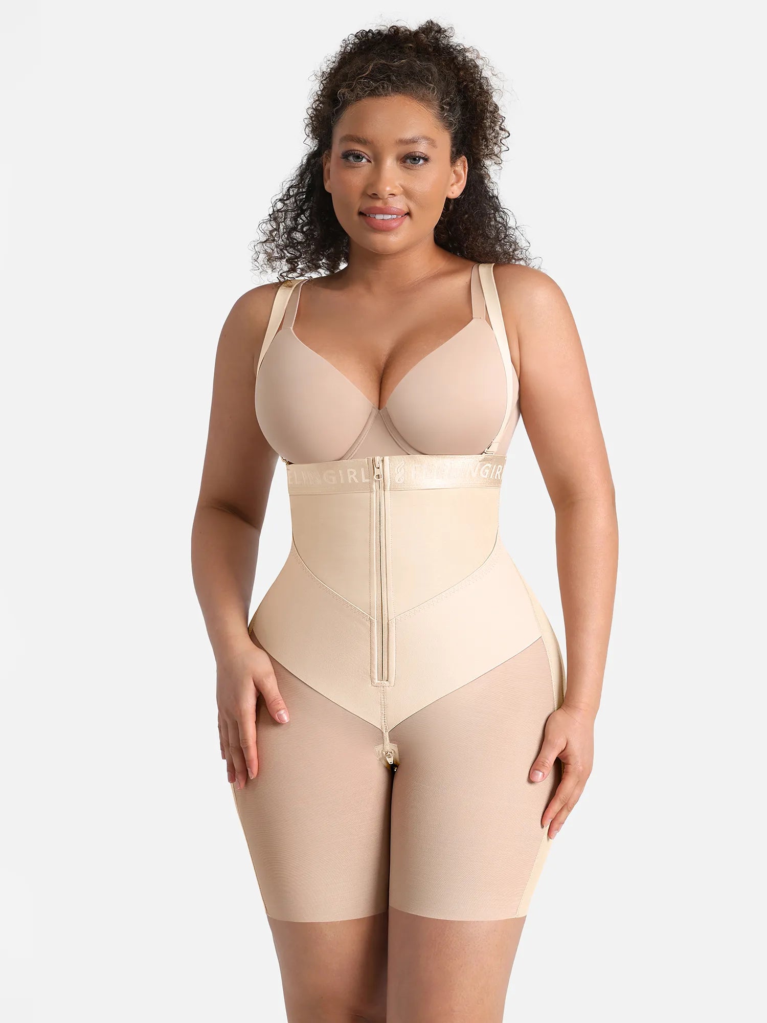 Feelingirl Wide V-neck Belt High-Waist Shaping Shorts