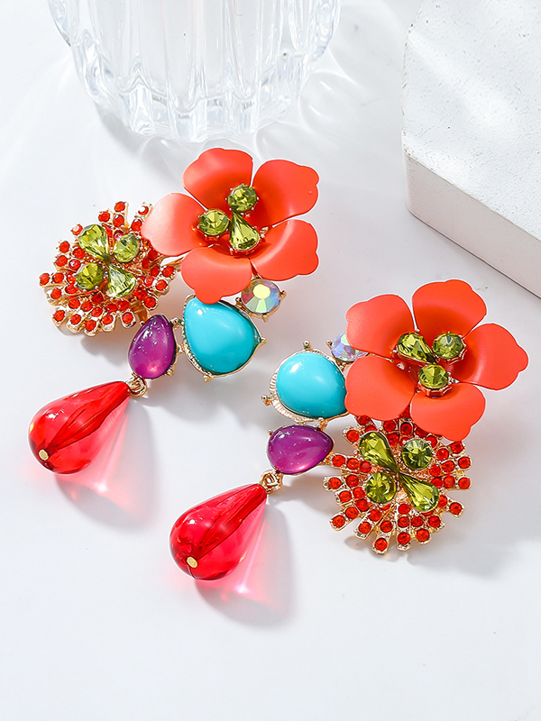 Flower Shape Drop Earrings