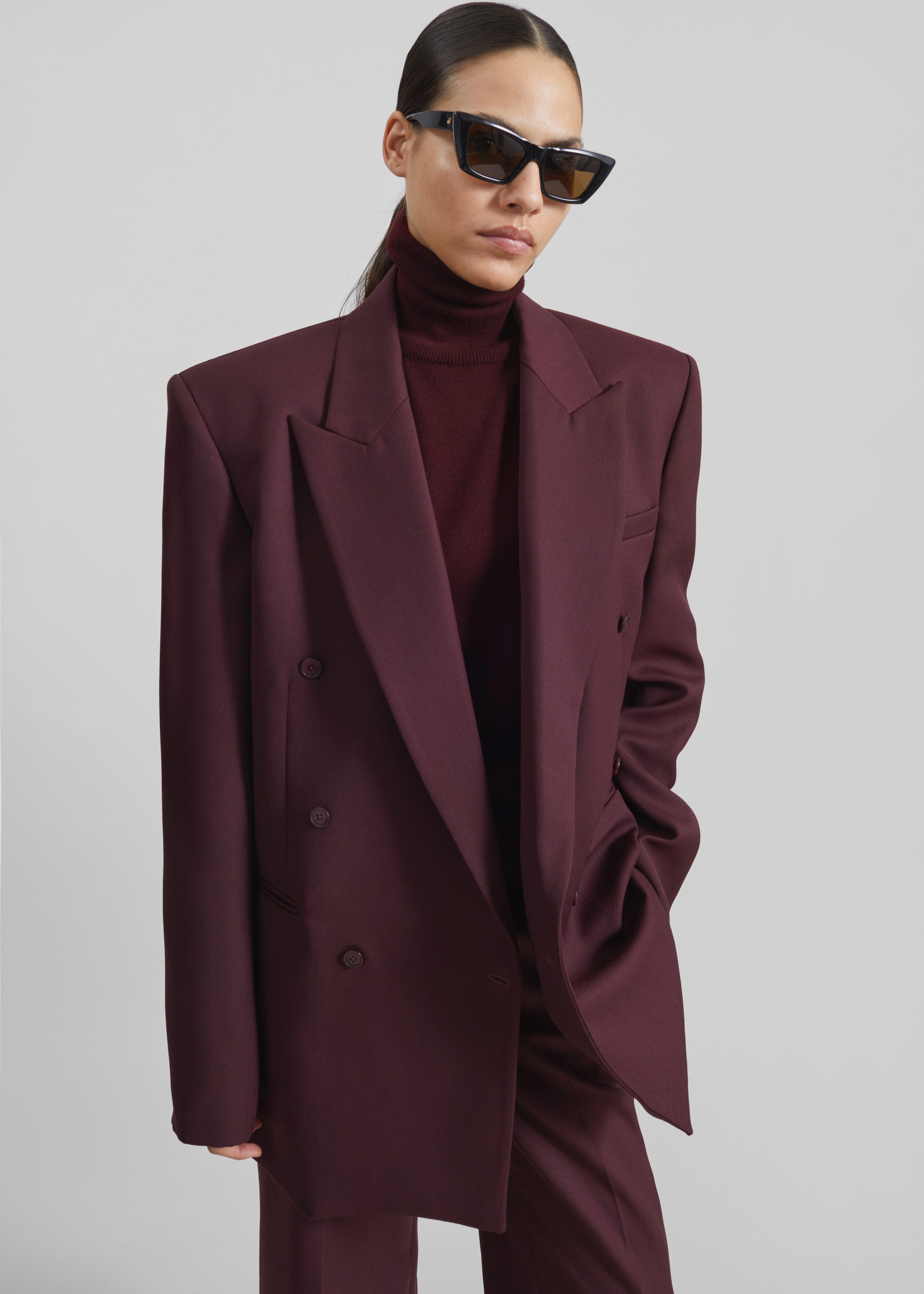 Monterey Structured Wool Blazer - Burgundy