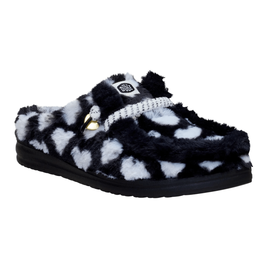 Wendy Slipper Hearts - Black/White