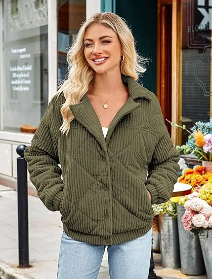 Women's Bomber Jacket With Zip Up Long Sleeve Coat