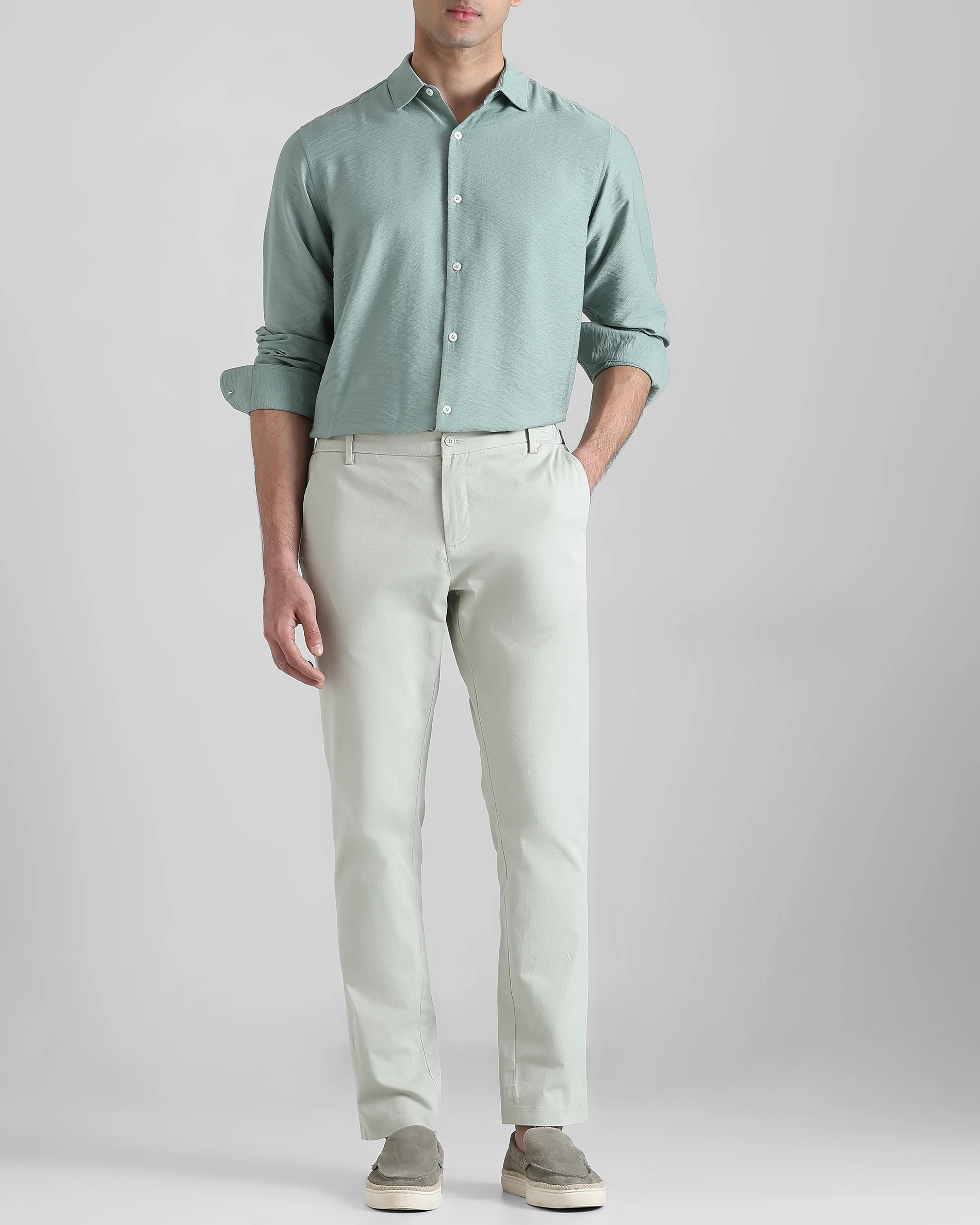 Leisure Simple Comfortable Slim-Fit Breathable Green Shirt