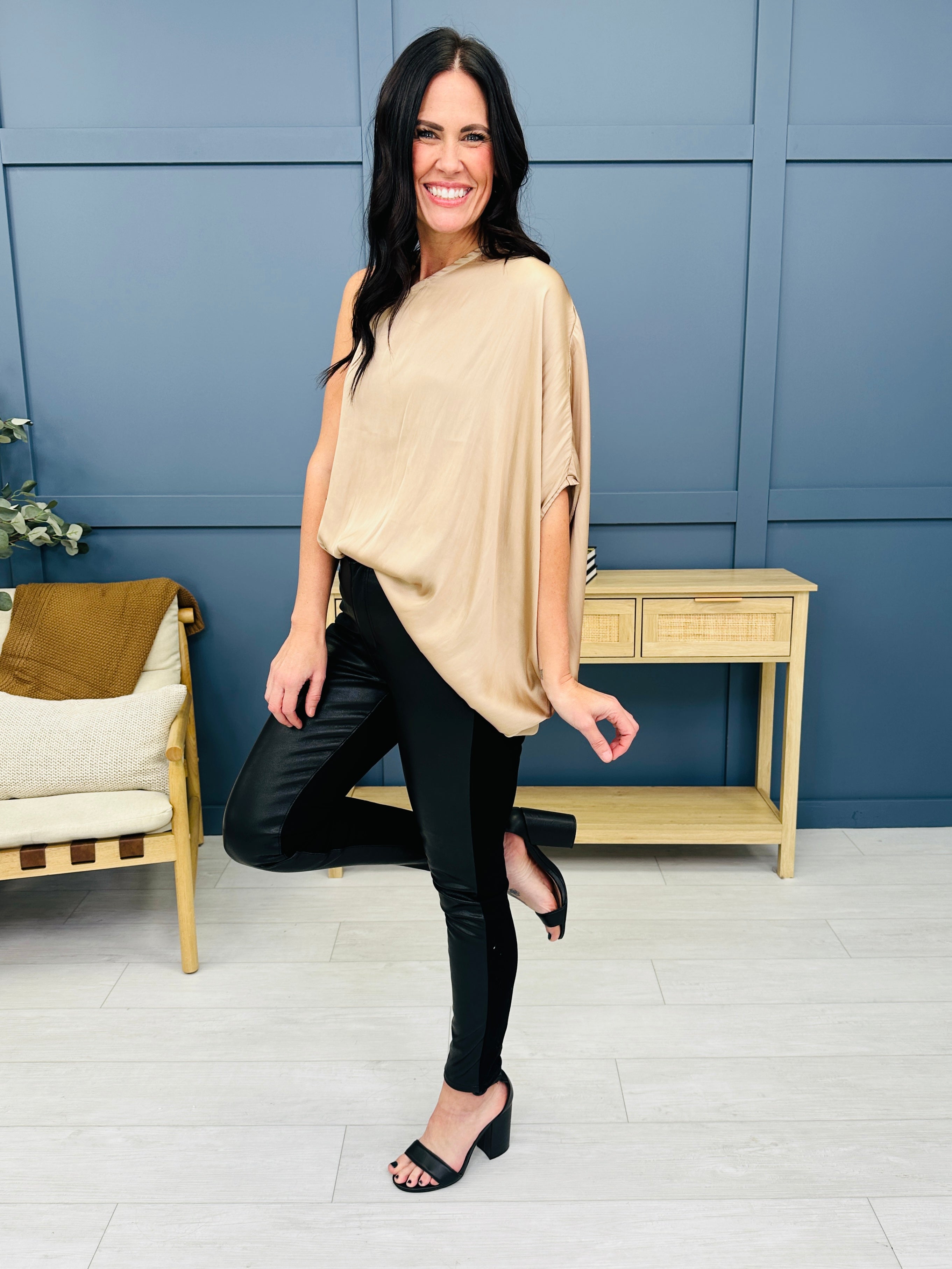 REG/CURVY Judy Blue Hot Stuff Stretchy Faux Leather Skinny Jeans