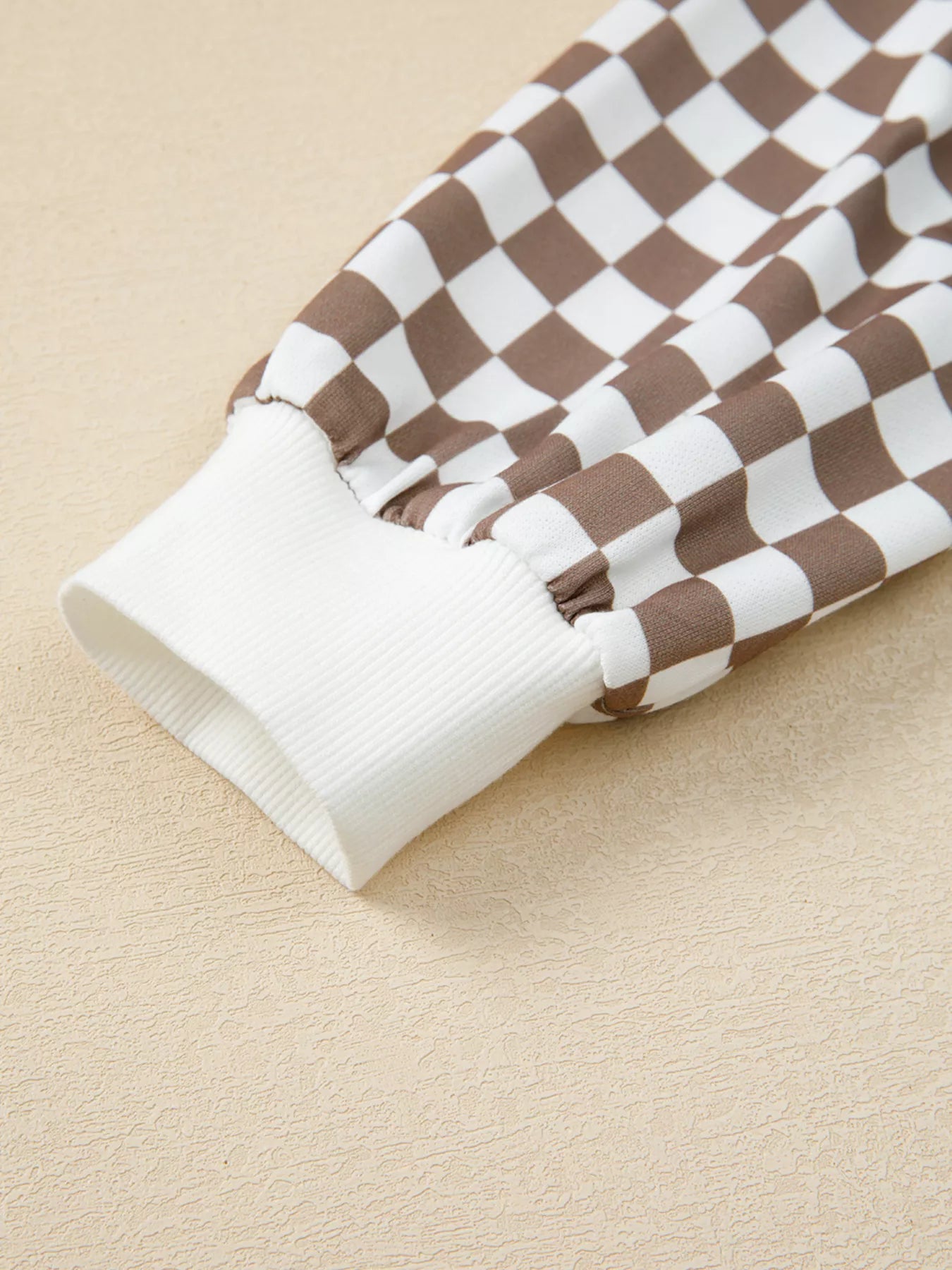 Checkered Print Polo Collar Cropped Long Sleeve Top and Drawstring Mini Skirt Set