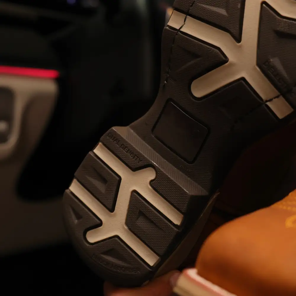 Light Honey Leather Work Boots - Square Toe