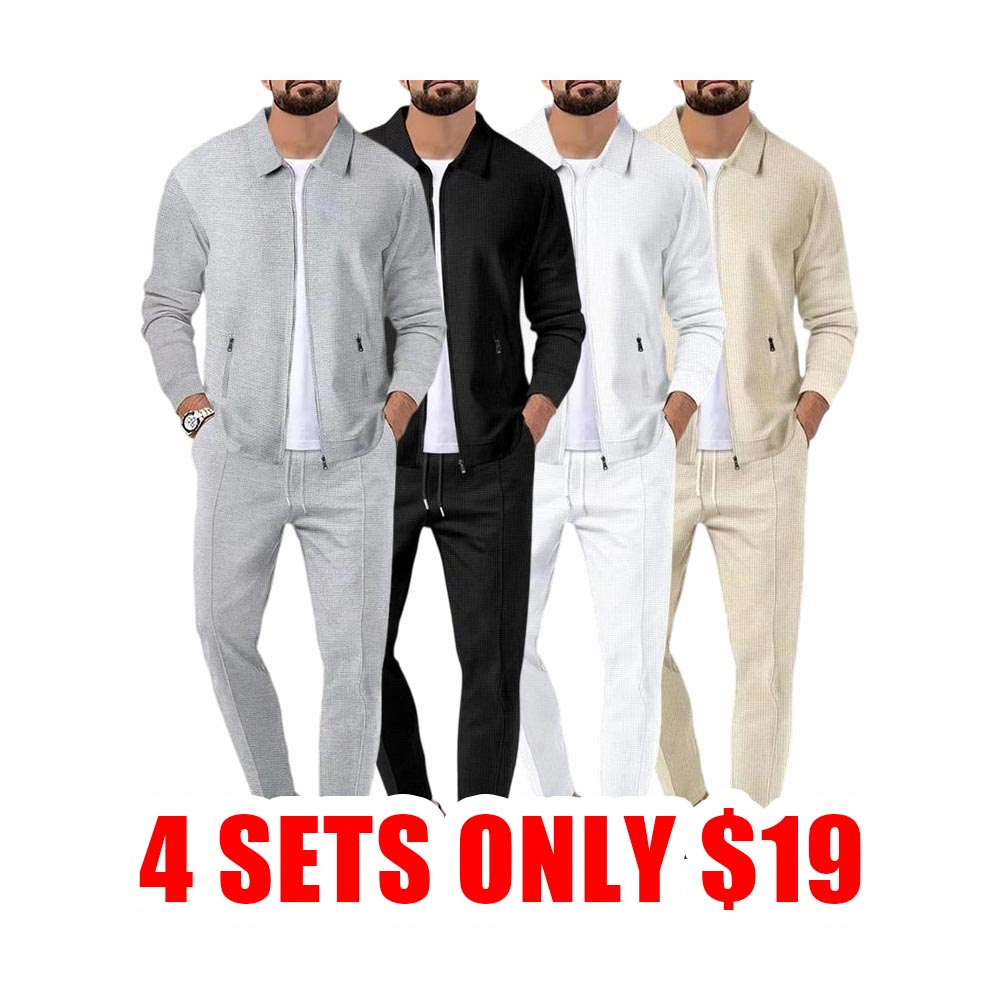 Men’s Tracksuit Set – Zip Up Jacket & Drawstring Pants