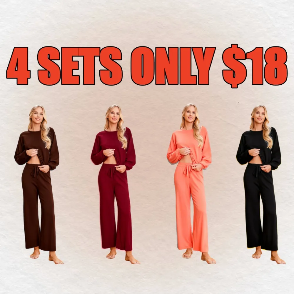 Womens Fall Winter Casual Solid Knitted 2 Piece Sets