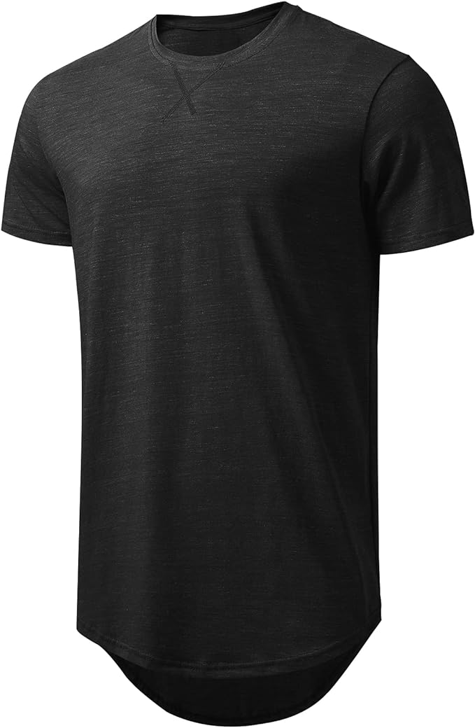 Mens Cotton Hipster Hip Hop Longline Crewneck T-Shirt,Menswear Casual Tshirt Tops