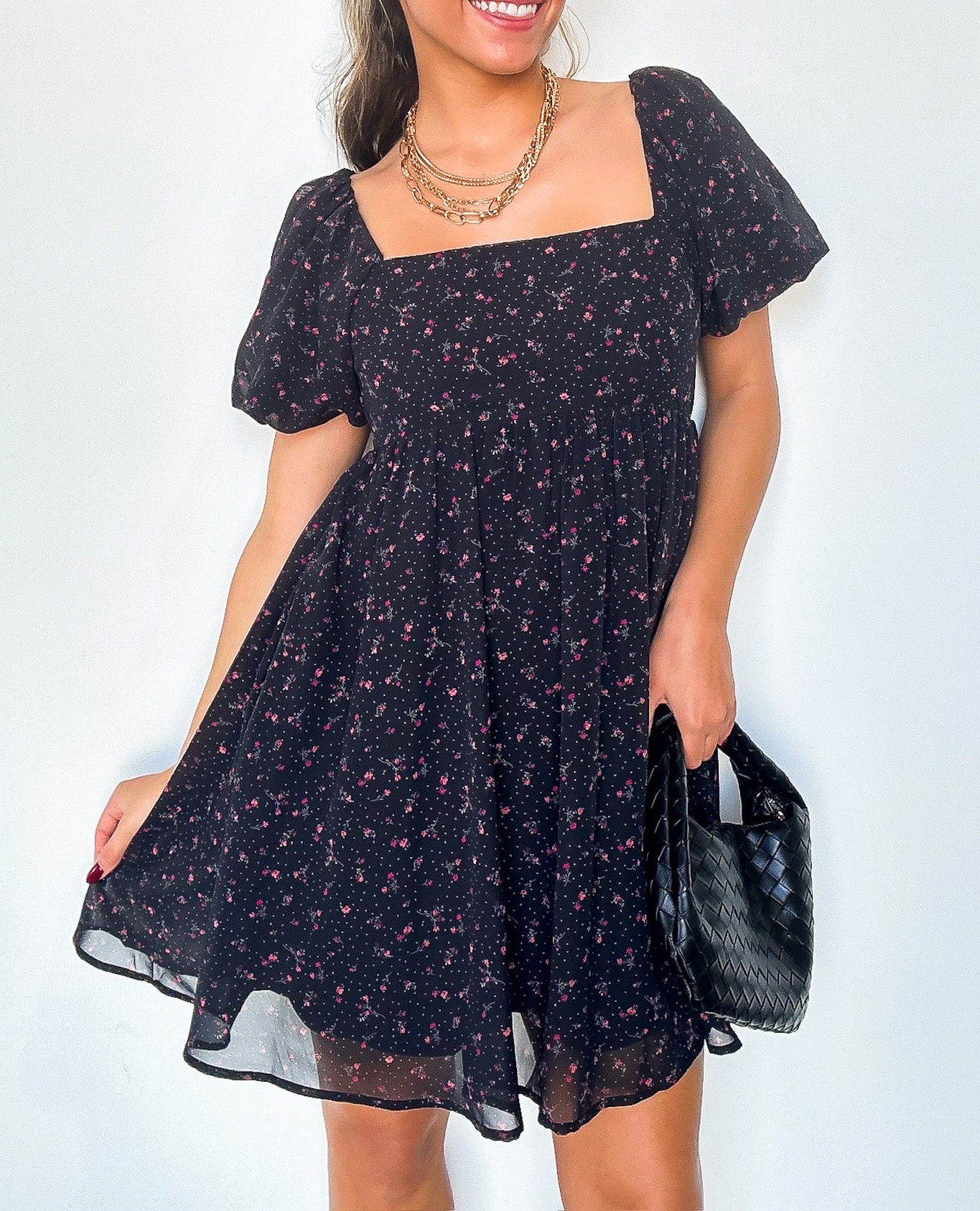 Deluxe Desire Square Neck Floral Dress