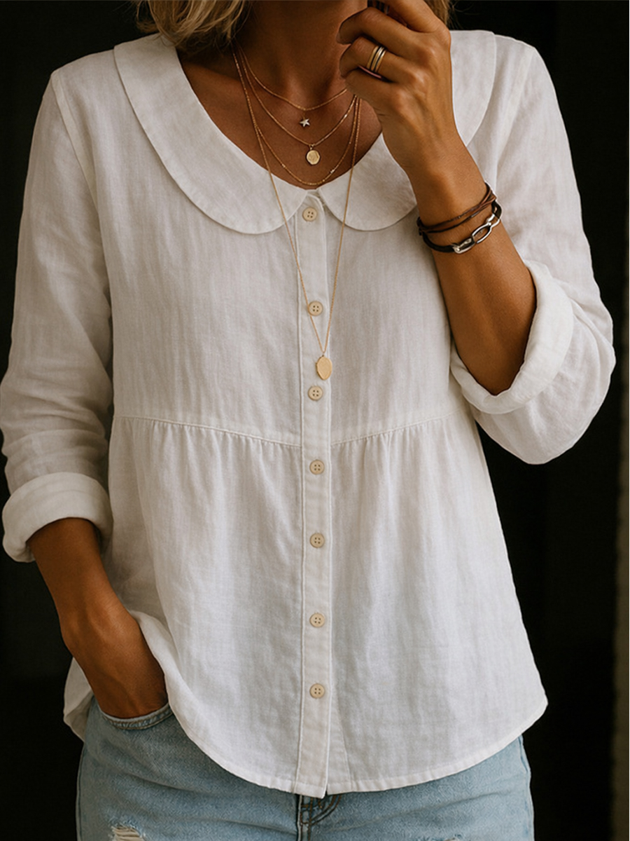 Peter Pan Collar Linen And Cotton Shirt