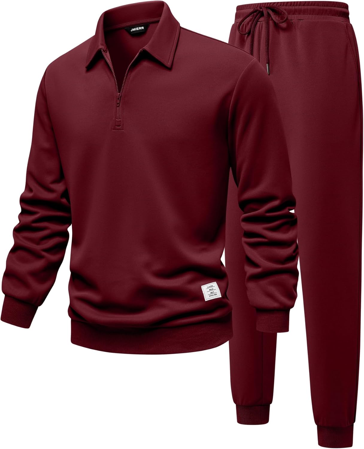 Men's Track Suits 2 Piece Outfits Quarter Zipper Polo Shirt Tracksuit & Joggers Sweatpants Sweatsuit Sets