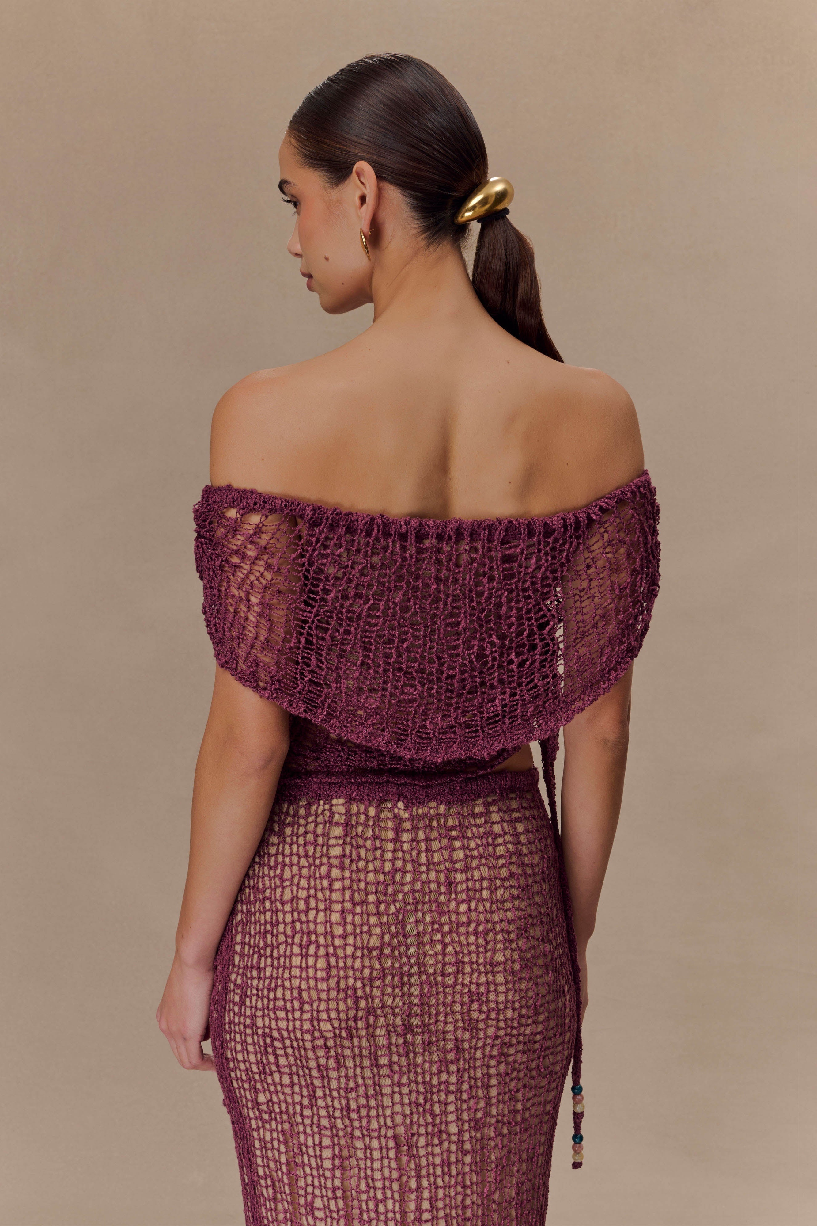 Mauve Off Shoulder Knit Top