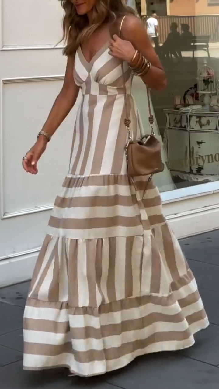 Women's Suspender Striped Casual Dress