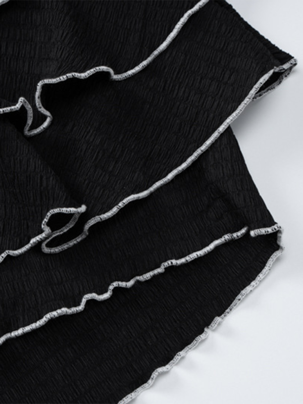 Fashionable And Tube Top Pleated Cake Skirt Suit