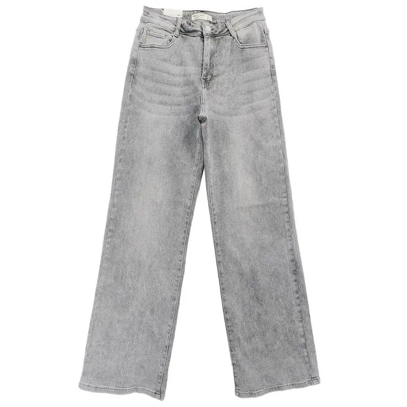 Casual Mid-Rise Denim Multi-Pocket Wide Leg Jeans