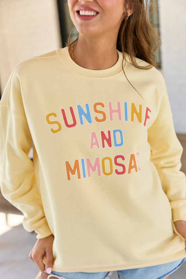 Sunshine And Mimosas Yellow Graphic Sweatshirt