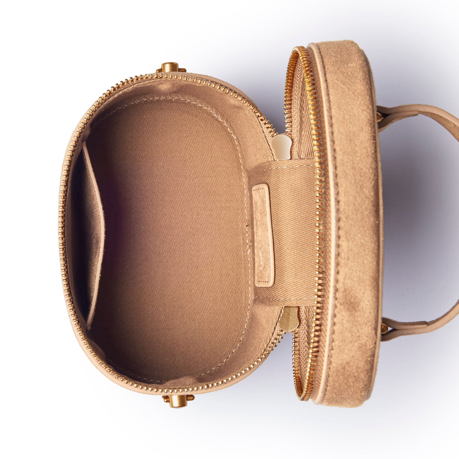 MINI SUEDE VANITY BAG - TAN