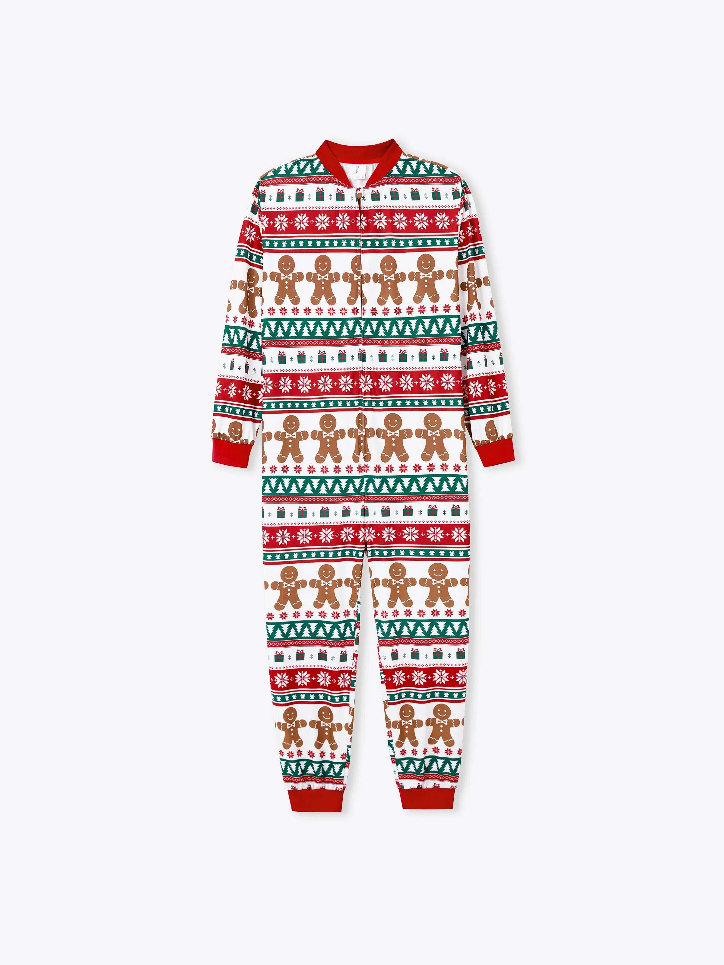 Christmas Matching Family Pajamas Set Gingerbread Christmas-theme Plaid Print PJS with Christmas Socks Red