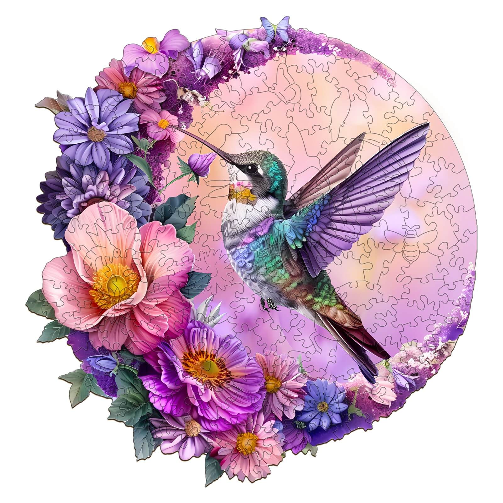 Hummingbird and Moon Wooden Jigsaw Puzzle