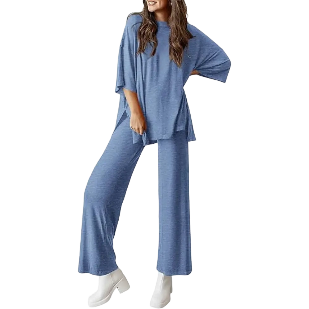 Everyday Comfort 2-Piece Lounge Set (Relaxed Fit Top & Wide Leg Pants)