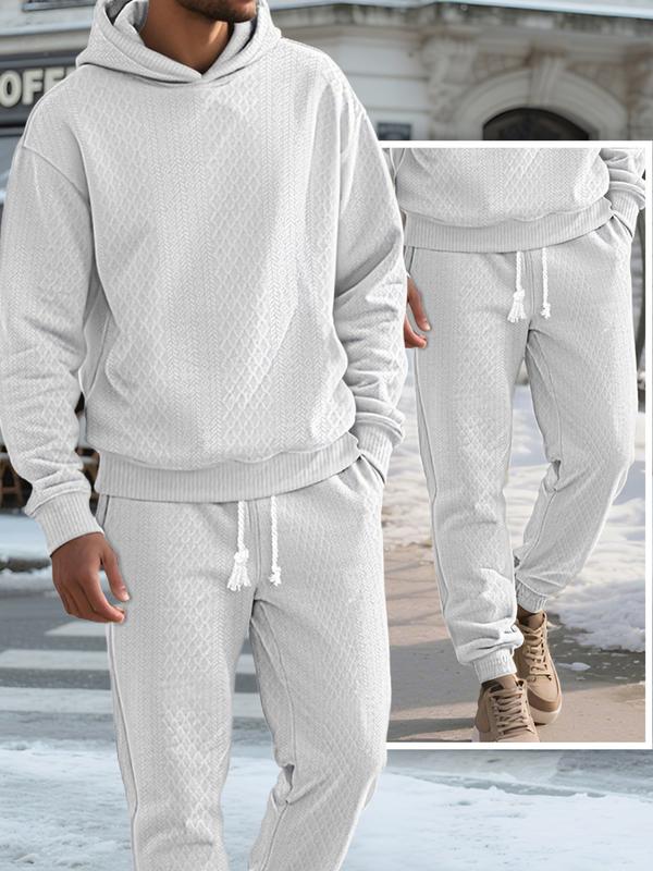 Men’s Solid Hooded Sweatshirt & Drawstring Pants Set