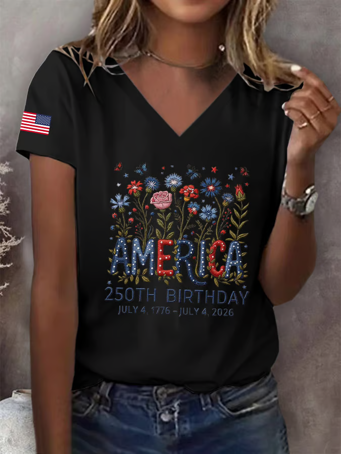 Women's America 250th Birthday Print T-Shirt