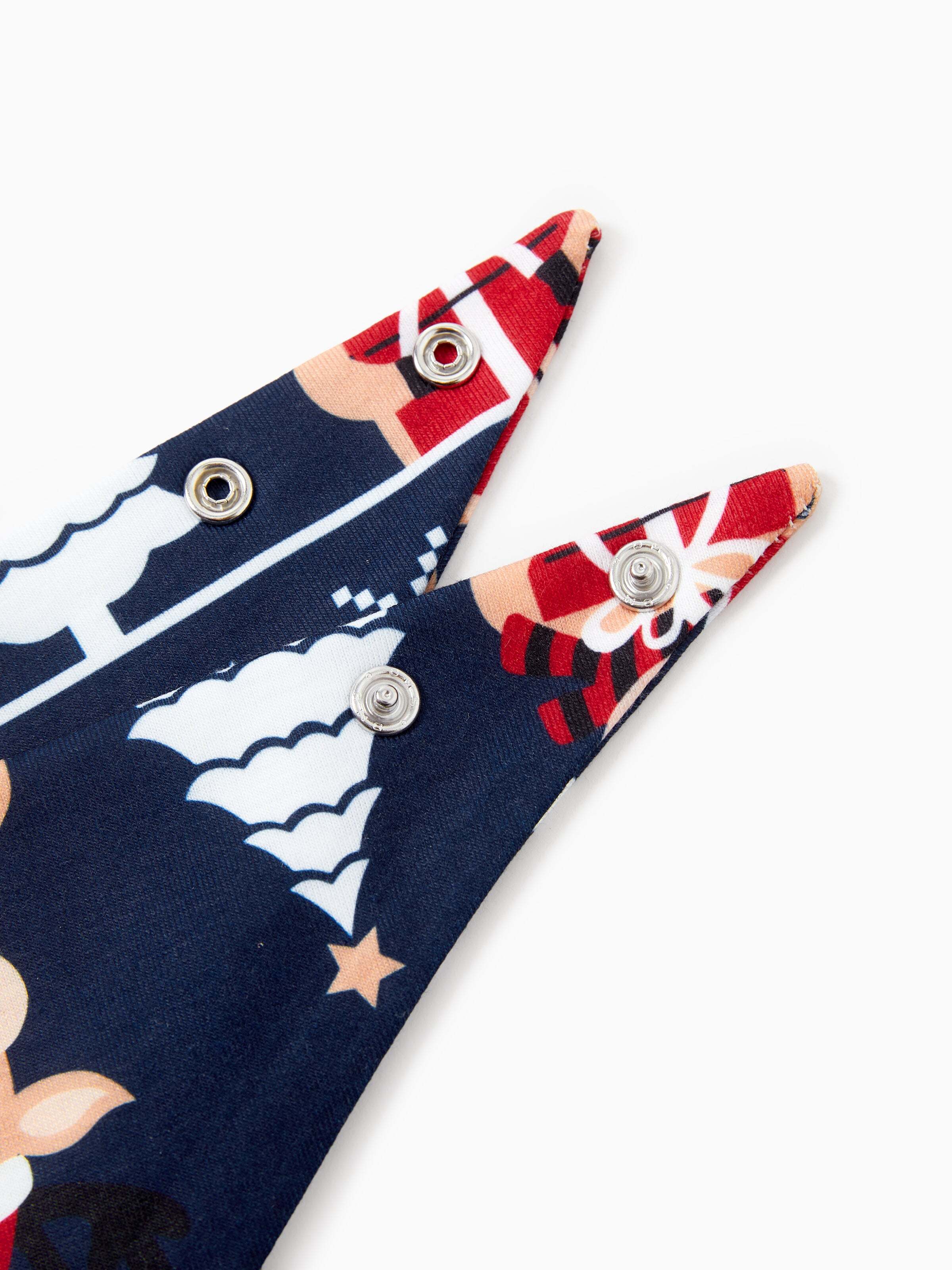 Christmas Matching Family Pajamas Set Reindeer and Snowflake Print PJS Deep Blue