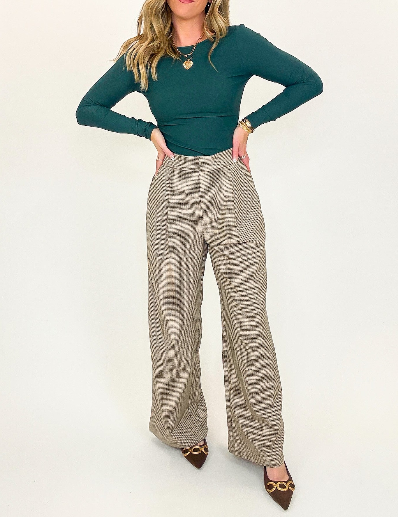 Polished Ease Front Pleat Wide Leg Pants