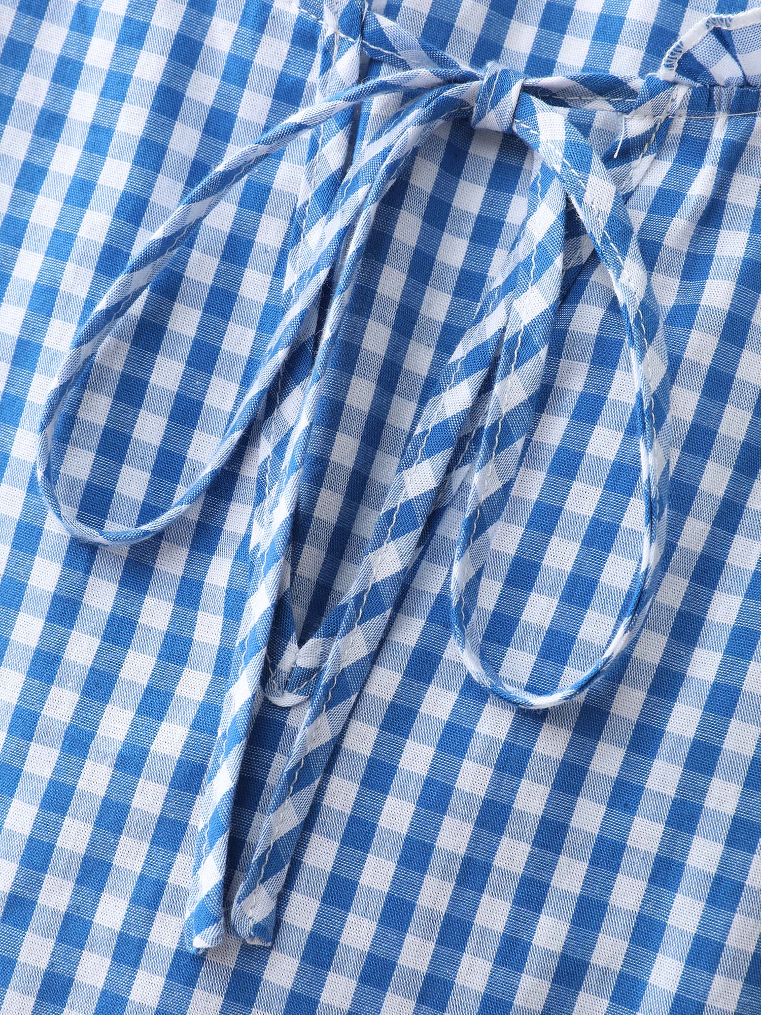 Checkered Stripe Flared Sleeve Pockets Mini Dress