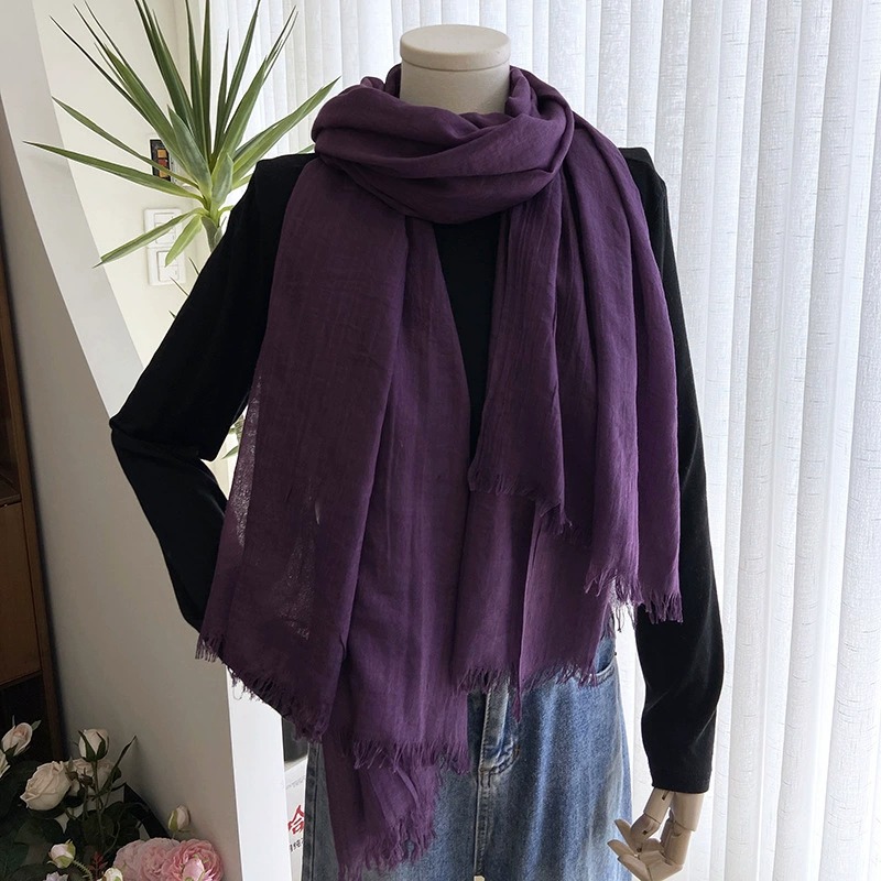 Cotton and Linen Solid Color Casual Scarf