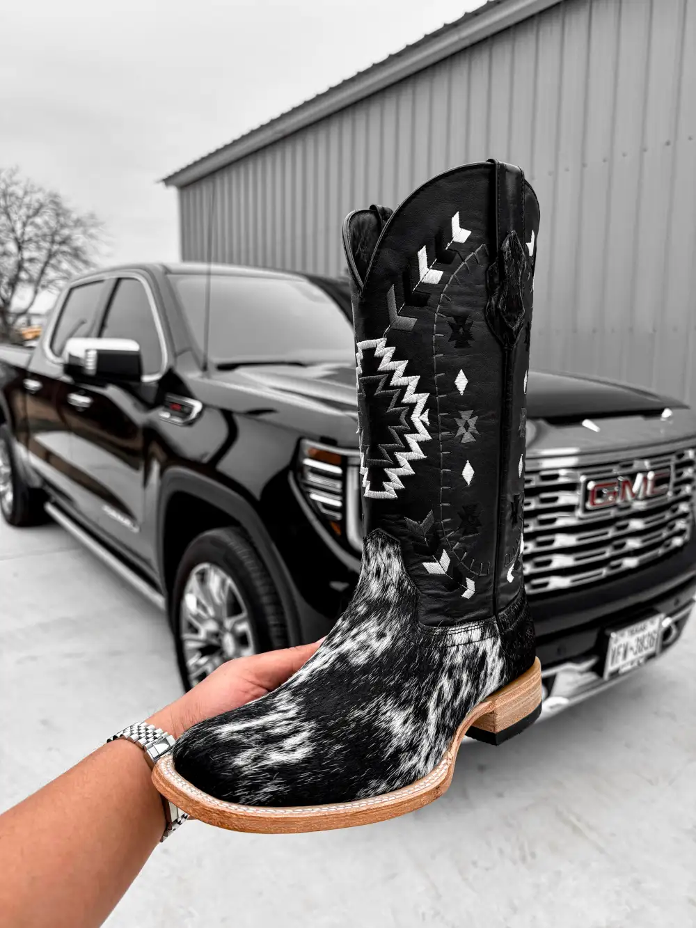 Genuine Cowhide Boots - Square Toe