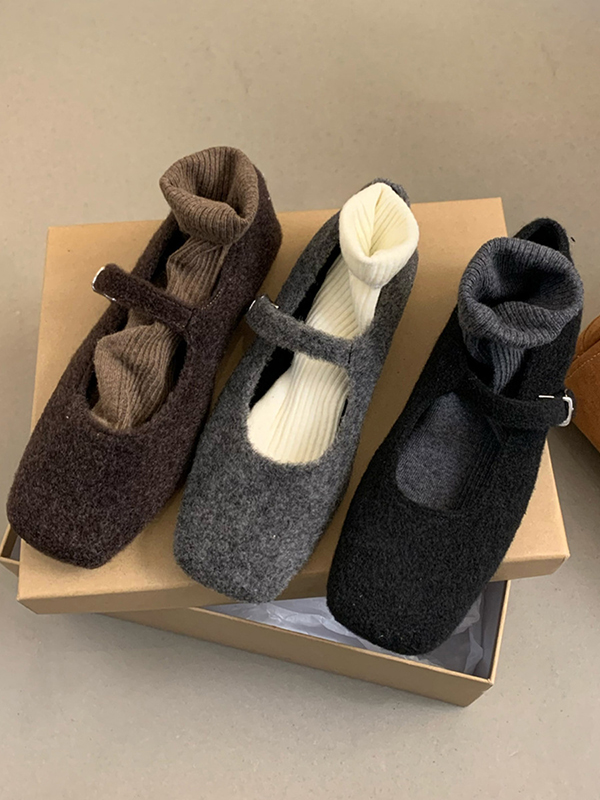 Hollow Shallow Cut Split-Joint Square-Toe Mary Janes Flat Shoes