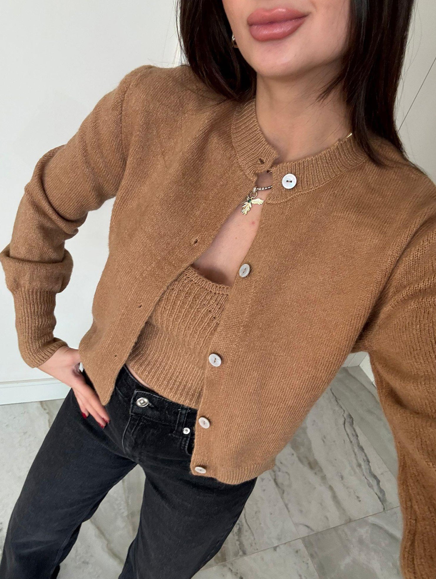 Knit Cardigan Vest Two Piece Set_CWSTB01066